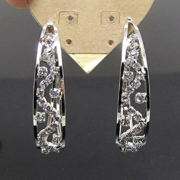 

2020 rhinestone round trendy orecchini new fashion elegant hoop earring for women jewelry wholesale dropshipping, Golden;silver