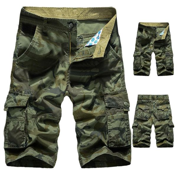 

men's shorts casual camouflage pure color outdoors pocket beach work trouser cargo sweatpants clothes summer 3.22, White;black