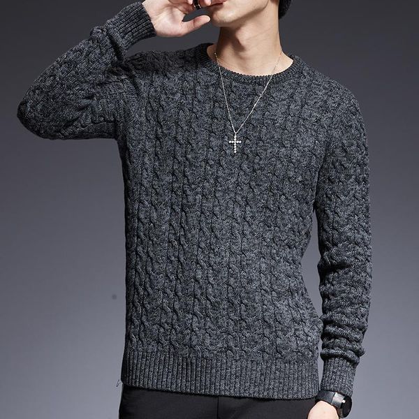 

2020 new fashion brand sweaters man pullovers o-neck slim fit jumpers knitwear thick autumn korean style casual mens clothes, White;black