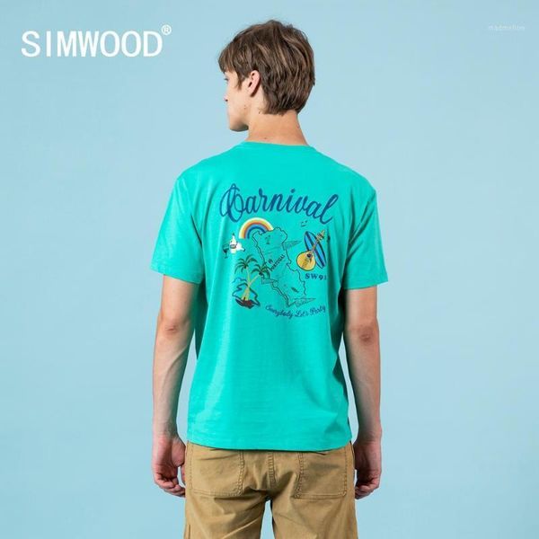 

men's t-shirts simwood 2021 summer music print t-shirt men fashion holiday vacation 100% cotton tees plus size clothing sj1305331, White;black