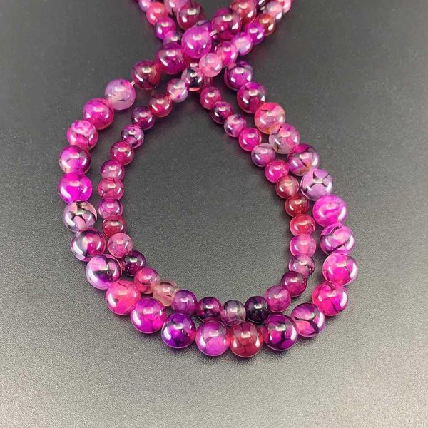 

1strand lot 6 8 10 mm natural stone rose red dragon vein agat round loose spacer beads for jewelry making diy necklace h bbywok