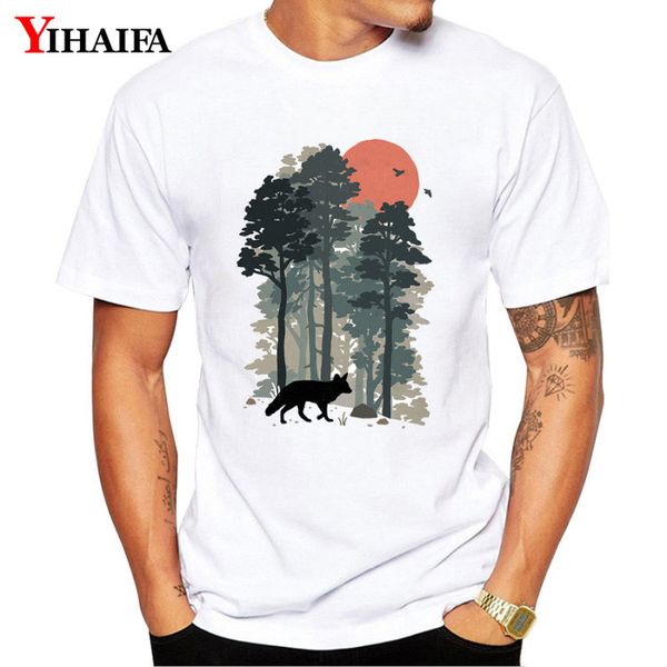 

yihaifa brand mens forest tree suit gym print wolf graphic oversized s 4xl 5xl casual s sport hooded sweatshirt hoodie men t shirt