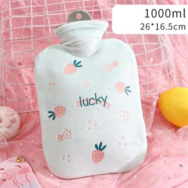 

1000ml water bottle cute cartoon fruit portable cold proof fleece bag for women hand warm water bottle safe explosion proof sqcoqz