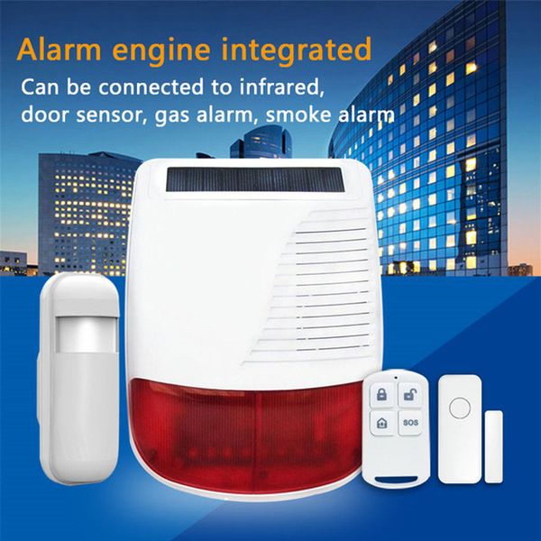 

hipping 433mhz wireless light flash strobe outdoor solar waterproof siren for home burglar wifi gsm home security alarm system