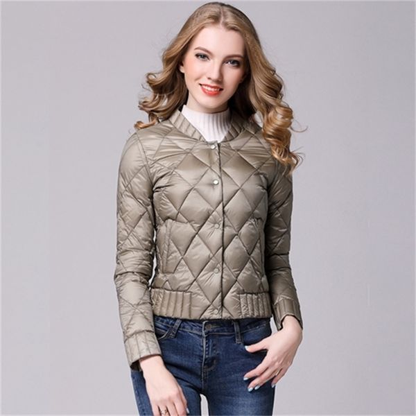 

2021 new womens jackets ultra light down jacket women cross tailoring single breasted plaid travel thin feather coat ody0, Black