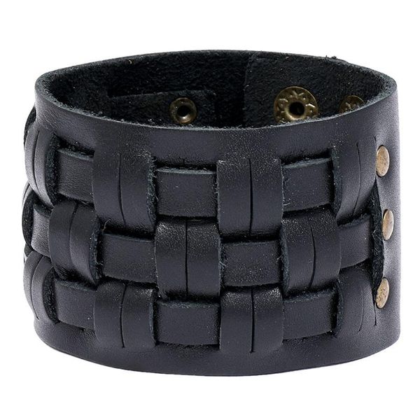 

charms geometric briaded layer crafts fashion genuine leather bracelet punk men wristband bracelet jewelry, Golden;silver