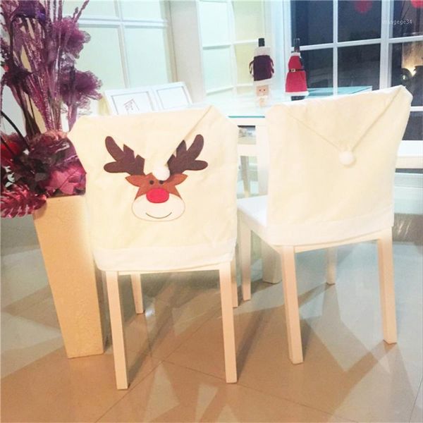 

christmas non-woven elk embroidery chair set white christmas table decor fashion decoration for home1