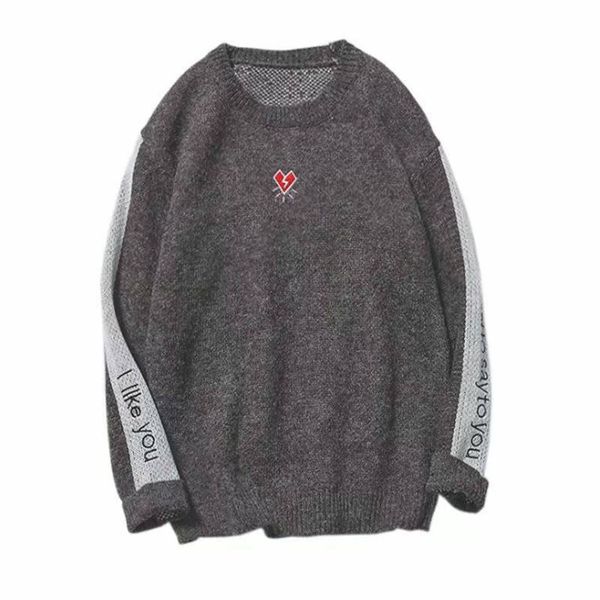 

men's aberdeen trend couple swater winter knitwear cotton loose round neck youth long sleeve warm and fashionable embroidered size -2x, White;black