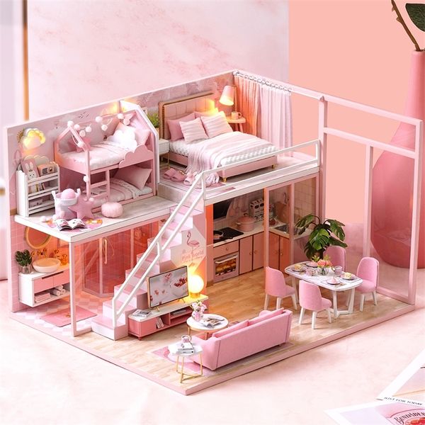 

cutebee diy dollhouse wooden doll houses miniature doll house furniture kit casa music led toys for children birthday gift l27 y200413