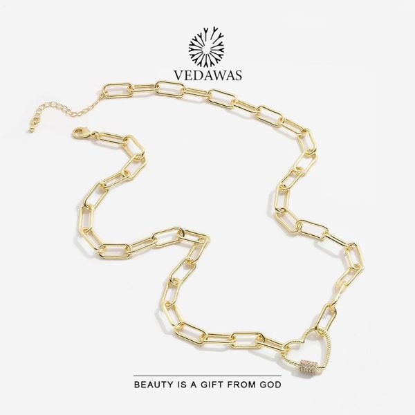 

vedawas classic heart pendant necklace for women punk style gold color chain necklace 2020 new jewelry wholesale party gifts, Silver