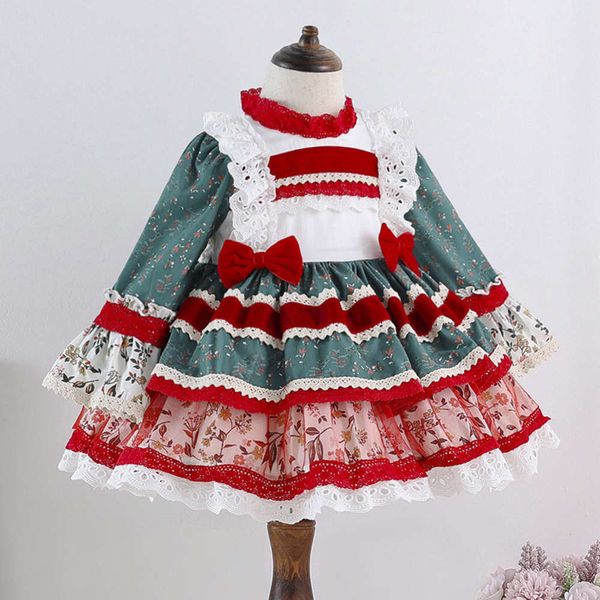

new autumn and winter spanish 2020 princs children's wear pompous skirt printed girl's drs, Red;yellow