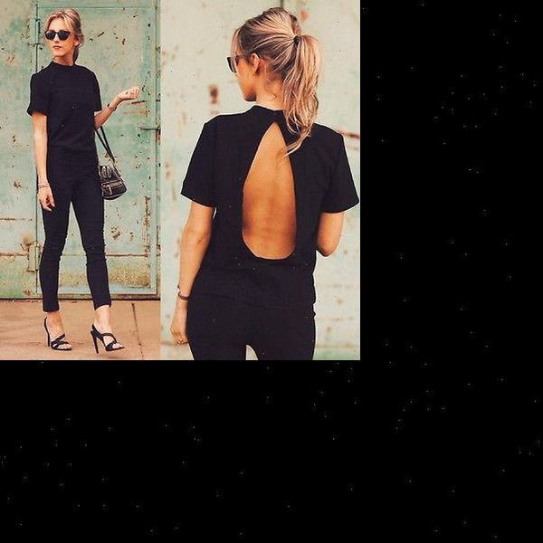 

2021 new women blouse fashion black open backless short sleeve shirt women summer solid color clothes drop shipping, White