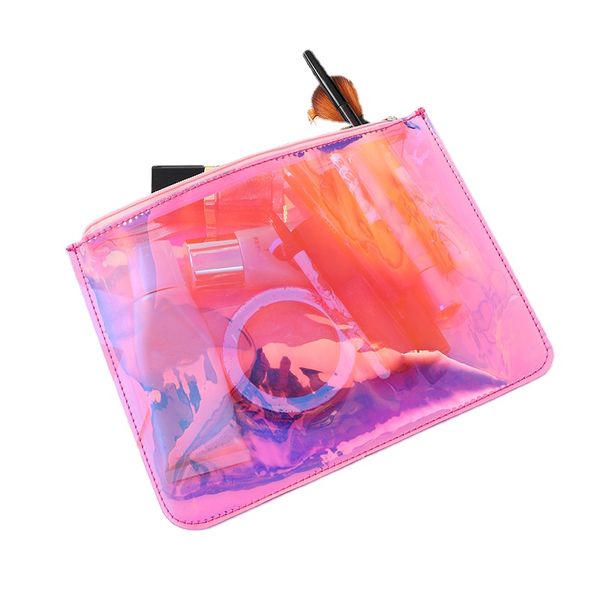 

new trousse de maquillage pvc laser transparent waterproof bag large capacity clutch makeup wash gargle storage bag clear bags