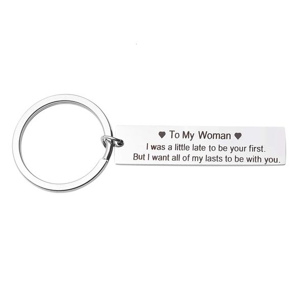 

couples jewelry to my man / woman stainlee steel charm keychains husband wife gift keyring valentines day gifts, Slivery;golden