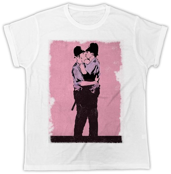 

banksy kissing policemen mens tshirt summer short sleeve t-shirt men clothes tee shirt sport hooded sweatshirt hoodie