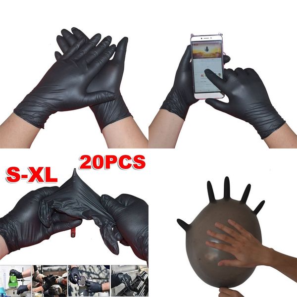 

20pc s/m/l/xl disposable soft black nitrile latex sterile permanent tattoo gloves accessoriesacn
