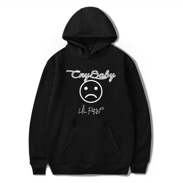 

mens hoodies high street style hip hop cry baby lil peep printed loose velvet hooded mens and womens sweater coat asian size s-4xl, Black