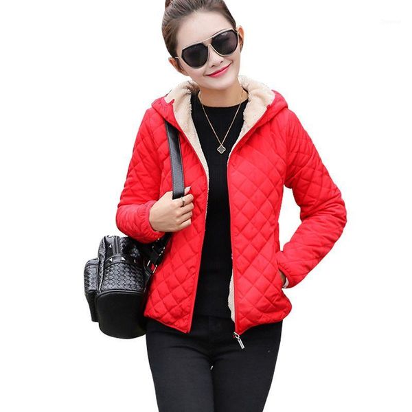 

autumn 2017 parkas basic jackets female women winter plus velvet lamb hooded coats cotton winter jacket womens outwear coat 401, Black;brown