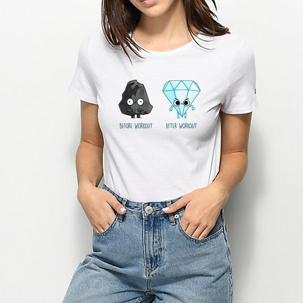 

новая футболка женщины, повседневная негабаризер harajuku топ до после тренировки дешевые vestidos дешевая модная футболка забавная печатающ, White