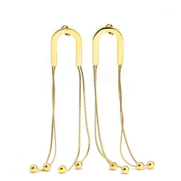 

stainless steel drop earrings for woman female rose gold plating long tassel party engagement dangling earring gift1, Silver