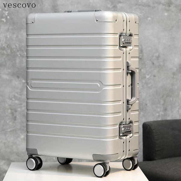 

vescovo 100% алюминиево-магниевый сплав тележка чемодан универсальных колес мужчины женщина 24" дорожная сумка пароль интернат lj201114