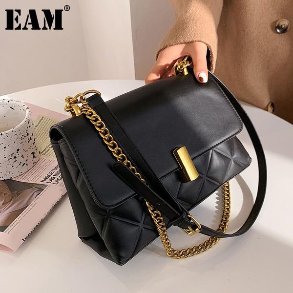 

cross body [eam] women chains pu leather flap personality all-match crossbody shoulder bag fashion tide 2021 18a1123