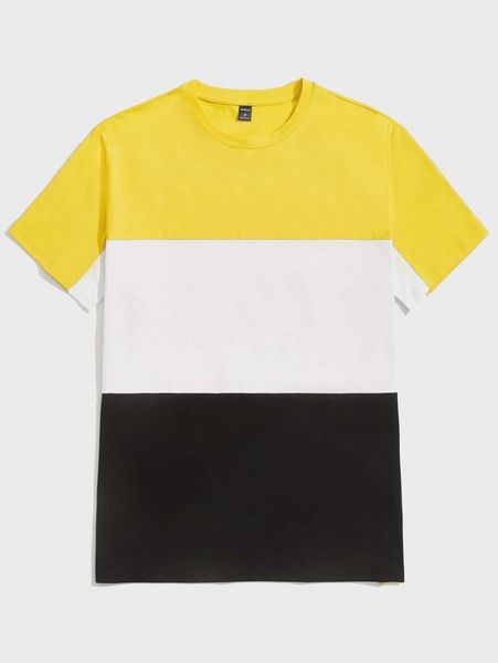 

men color block fitted tee x7x8#, White;black