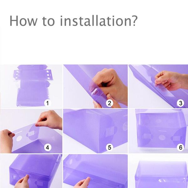 

10pcs folding shoebox clamshell shoes storage boxes transparent boots organize colored plastic finishing box 10pcs sqcurp