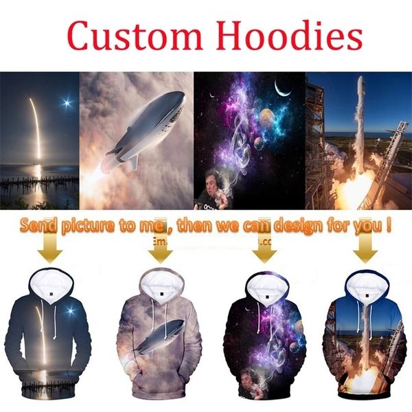 

custom 3d hoodies text p 3d full print men women personalized customize sweatshirt customization drop ship brand design 201020, Black