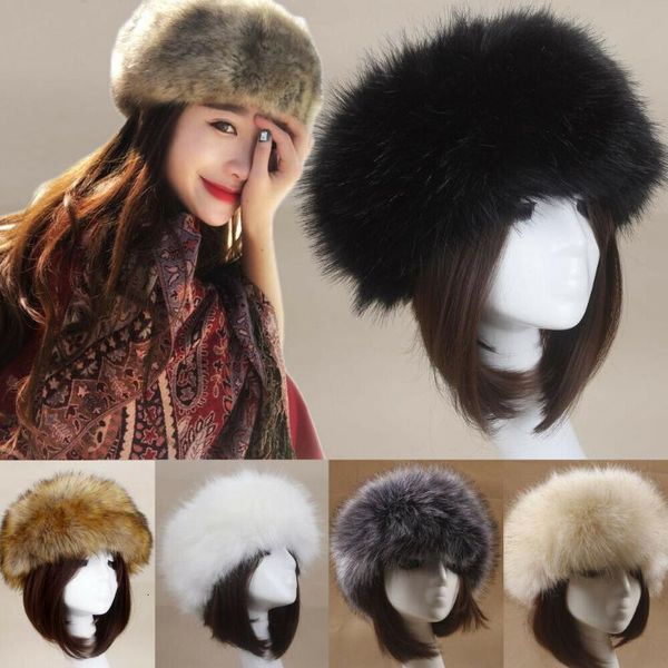 

women russian thick fluffy cap fake faux fur hat winter ear warmer ski hat head warmer cap, Blue;gray