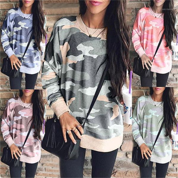 

spring autumn camo print long sleeve sweatshirts s-5xl plus size women clothing loose o-neck casual large size sweatshirt1, Black
