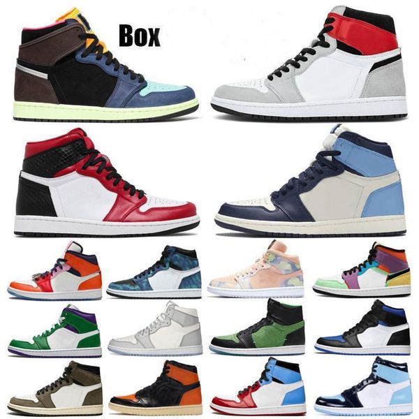 

men 2020 new jumpman women 1 basketball shoes 1s smoke grey high og bio hack bloodline satin-snake chicago trainers sneakers with box, Black
