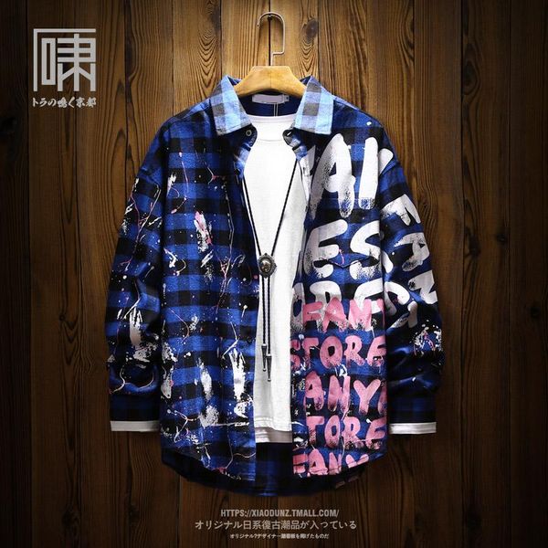 

hip hop long sleeve plaid shirt men oversize plus size stylish mens casual shirts cotton mens long sleeve shirt casual ii50cs, White;black