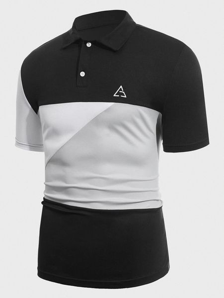 

men cut and sew embroidery detail polo shirt v8fb#, White;black