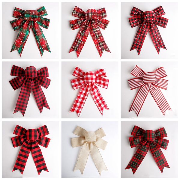 

grid christmas bowknot red green bow decoration christmas tree decoration ornament new year festival party home wedding decor vt1767