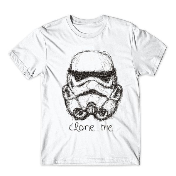

fashion short creative printed men's t-shirt white stormtrooper pencil painted head clone me tee shirt sport hooded sweatshirt hoodie