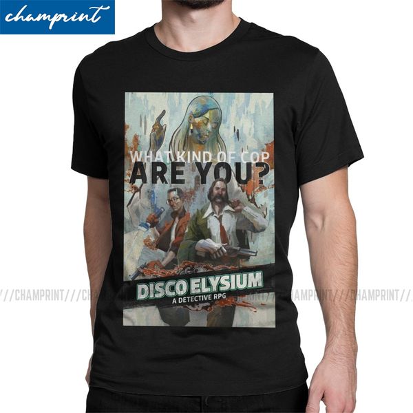 

novelty disco elysium poster t-shirts for men crew neck pure t shirts short sleeve tees gift idea sport hooded sweatshirt hoodie