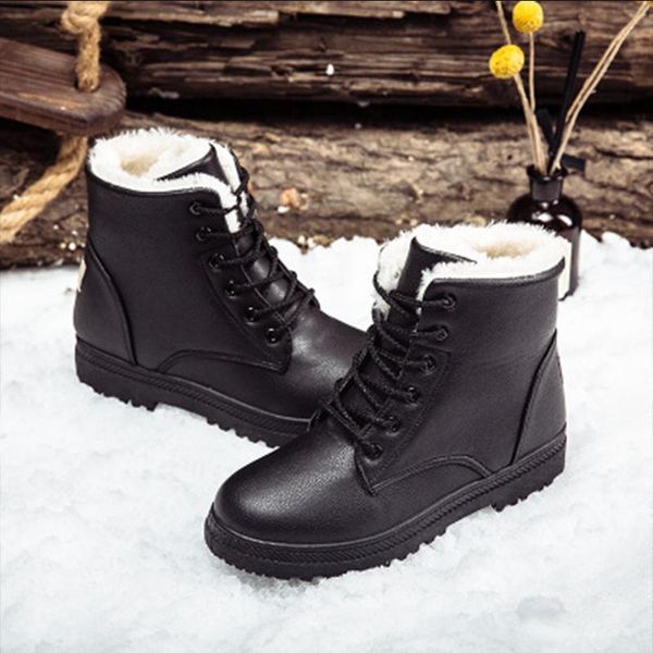 

women boots 8-eye leather platform winter boot casual motorcycle woman shoes fashion women boots 2020, Black