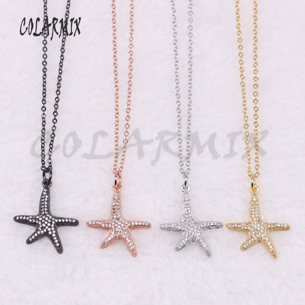 

10 strands starfish necklace for lady star pendants necklace jewelry 18" mix color beads star 4578, Silver