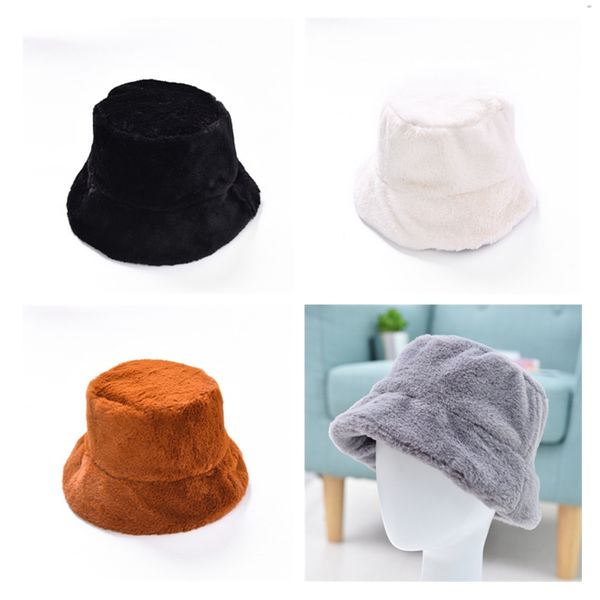 

женщин осень и зима плюшевые бассейна hat мода густой мех теплый hat new solid color повседневный fisherman hat, Blue;gray