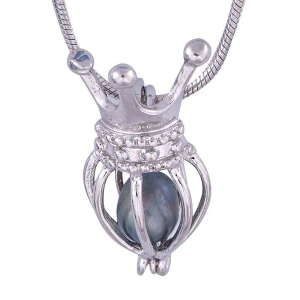 

pendant necklaces design crown cage silver plated diy necklace jewelry cp021