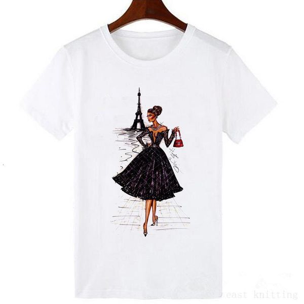 

korean style t shirt women vintage paris black printing t-shirt woman clothes casual hipster cool novelty ladies ropa mujer, White