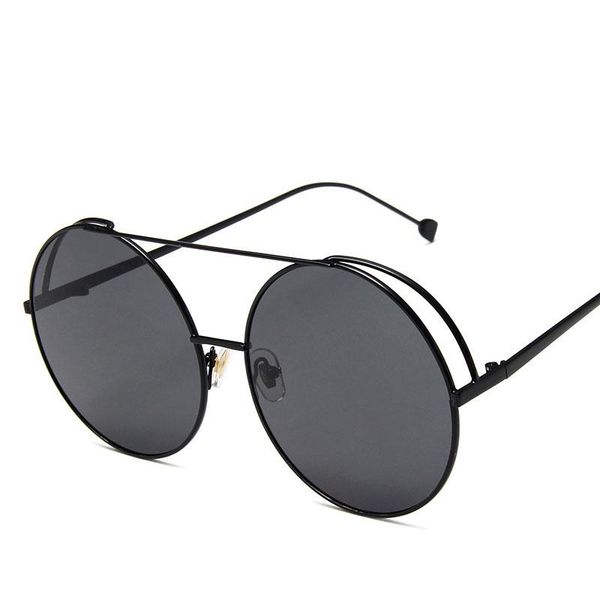 

new retro round frame ladies sunglasses for wemen trend design big frame gradually color glasses multicolor famous, White;black