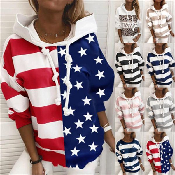 

female new loose casual pullovers sweatshirts striped ladies thin hoodies fashion trend long sleeve drawstring hooded sweater designer, Black