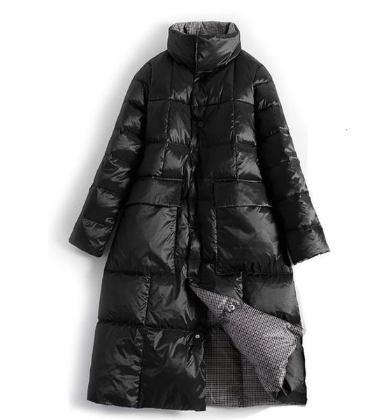 

2021 new female coat winter double-sided style wear thin white duck long on the knee bxug, Black
