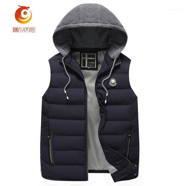 

men's winter cotton vest fashion detachable hooded vest casual men waistcoat jacket sleeveless men plus size 3xl1, Black;white