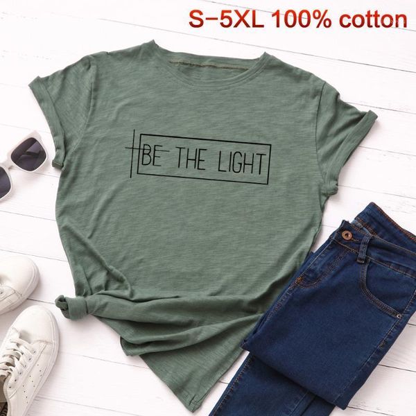 

women be the light letter print t-shirt harajuku graphic basic tees lady t shirt loose short sleeve oversized cotton tshirt1, White