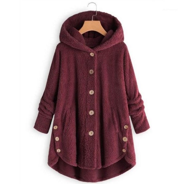 

women's down & parkas 2021 winter women coat leopard women's button solid color hooded jacket faux plush warm plus size s-5xl1, Black
