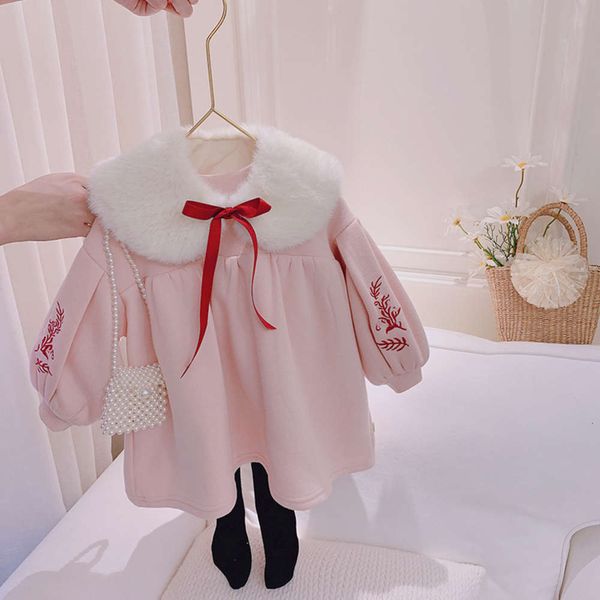 

girls' plush 2020 winter new baby one year old princs children's drs, Red;yellow