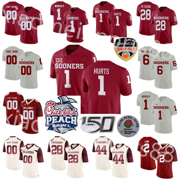 

oklahoma sooners college football jerseys womens jalen hurts jersey kyler murray baker mayfield adrian peterson bosworth custom stitched, Black